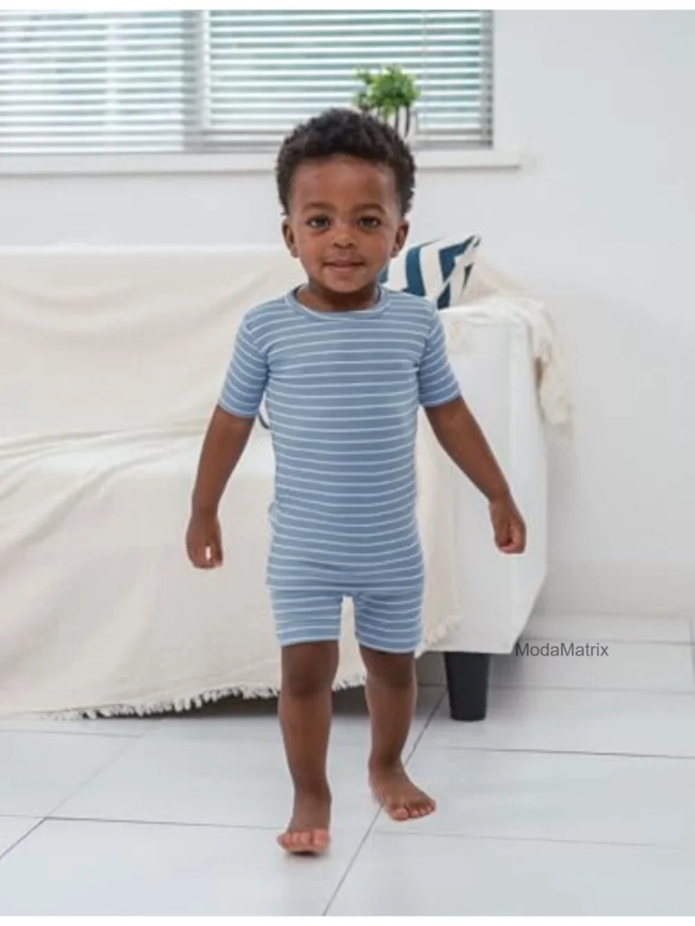 Baby Kids Ribbed Knit Pajama Set Snug Fit Short Sleeve